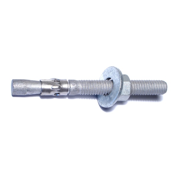 Midwest Fastener Wedge Anchor, 3/8" Dia., 3-3/4" L, Steel Hot Dipped Galvanized, 50 PK 09639 - main